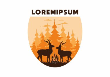 Birkaç geyik ve ateş tasarımı