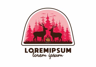 Birkaç geyik ve ateş tasarımı