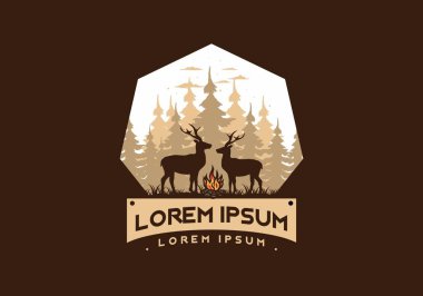 Birkaç geyik ve ateş tasarımı