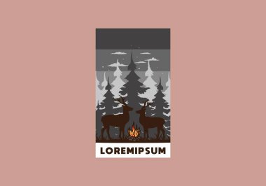 Birkaç geyik ve ateş tasarımı