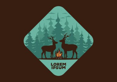 Birkaç geyik ve ateş tasarımı