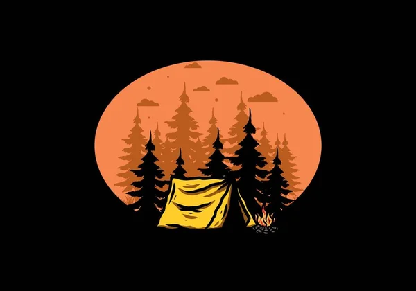 Midnight Camping Bonfire Illustration Design — Image vectorielle