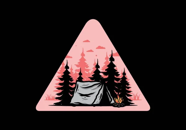 Midnight Camping Bonfire Illustration Design — Archivo Imágenes Vectoriales