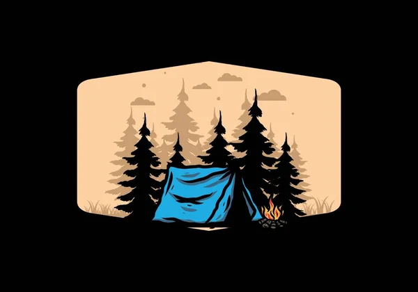 Camping Minuit Avec Illustration Feu Joie — Image vectorielle