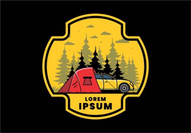 Araba çizimi tasarımı ile gece kampı