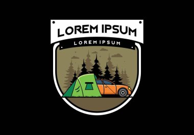 Araba çizimi tasarımı ile gece kampı