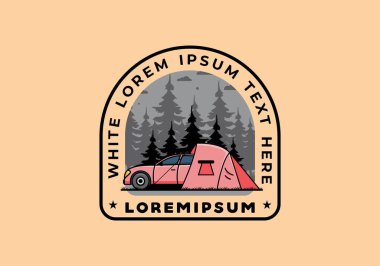 Araba çizimi tasarımı ile gece kampı