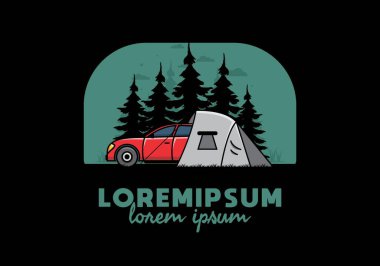 Araba çizimi tasarımı ile gece kampı