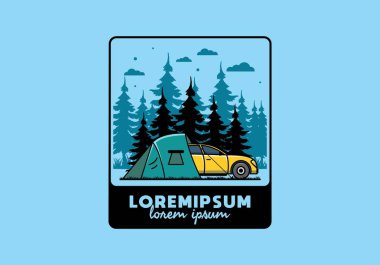Araba çizimi tasarımı ile gece kampı