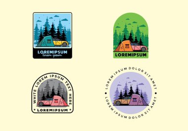 Night camping with car illustration design