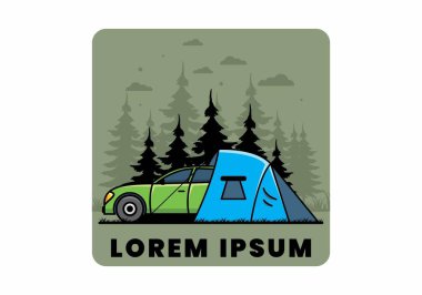 Araba çizimi tasarımı ile gece kampı