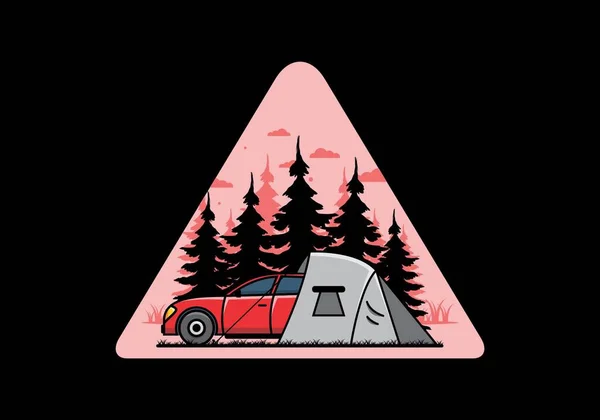 Night Camping Car Illustration Design — Archivo Imágenes Vectoriales