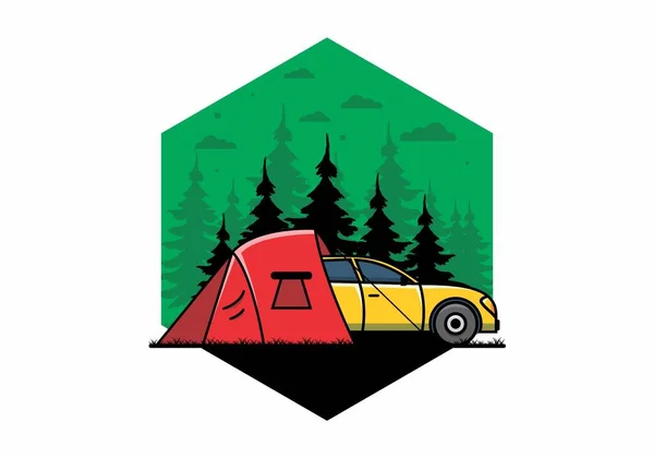 Night Camping Car Illustration Design — Archivo Imágenes Vectoriales