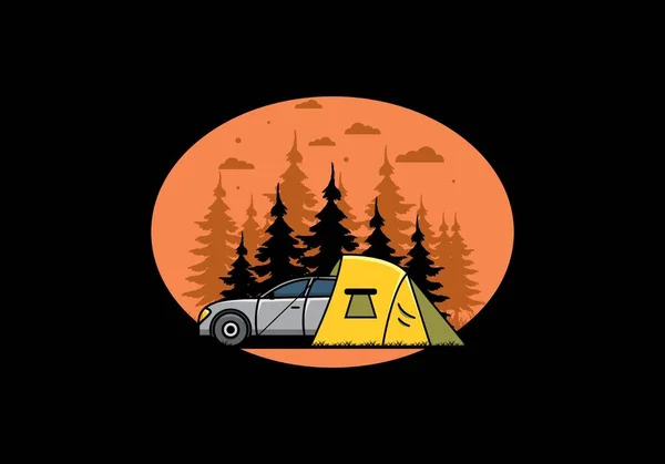 Camping Nuit Avec Illustration Voiture — Image vectorielle