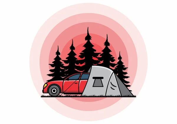 Night Camping Car Illustration Design — Image vectorielle
