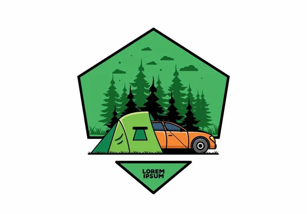 Night Camping Car Illustration Design — ストックベクタ