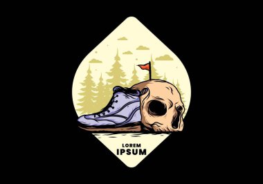 Açık hava çizmeleri ve kafatası çizimi tasarımı