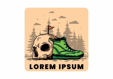 Açık hava çizmeleri ve kafatası çizimi tasarımı