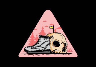 Outdoor boots and skull illustration design