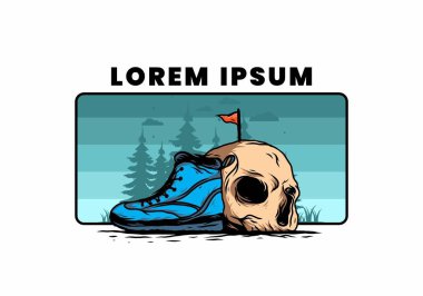 Açık hava çizmeleri ve kafatası çizimi tasarımı