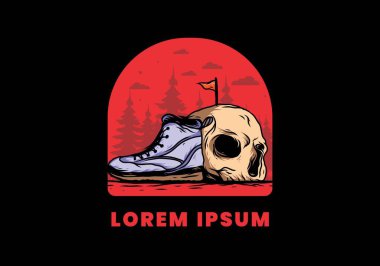 Açık hava çizmeleri ve kafatası çizimi tasarımı