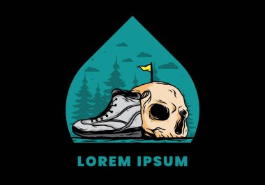 Açık hava çizmeleri ve kafatası çizimi tasarımı