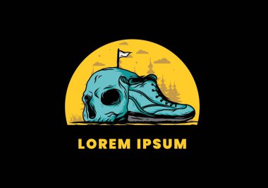 Açık hava çizmeleri ve kafatası çizimi tasarımı