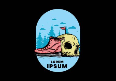 Açık hava çizmeleri ve kafatası çizimi tasarımı