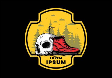 Açık hava çizmeleri ve kafatası çizimi tasarımı