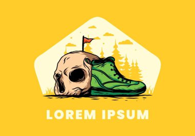 Açık hava çizmeleri ve kafatası çizimi tasarımı