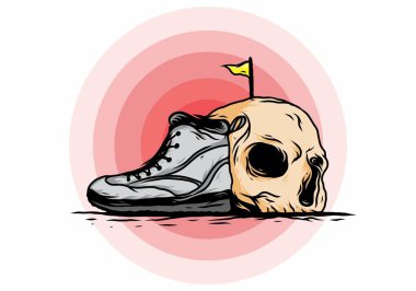 Açık hava çizmeleri ve kafatası çizimi tasarımı