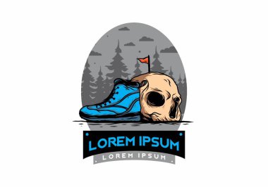 Açık hava çizmeleri ve kafatası çizimi tasarımı