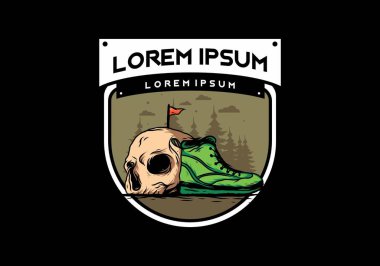 Açık hava çizmeleri ve kafatası çizimi tasarımı