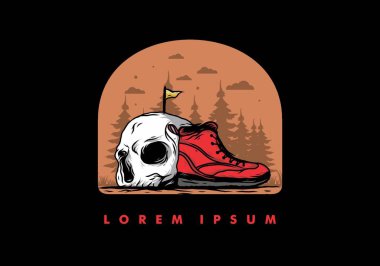 Açık hava çizmeleri ve kafatası çizimi tasarımı