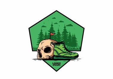 Açık hava çizmeleri ve kafatası çizimi tasarımı