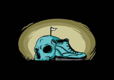 Outdoor boots and skull illustration design