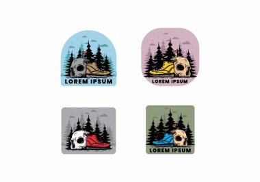 Outdoor boots and skull illustration design