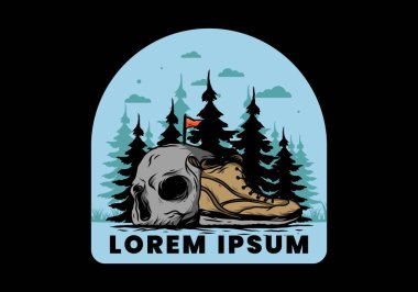 Açık hava çizmeleri ve kafatası çizimi tasarımı