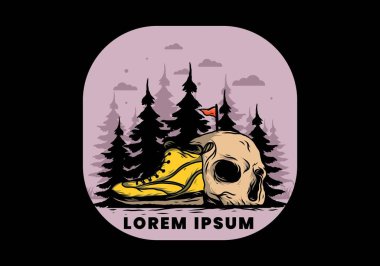 Açık hava çizmeleri ve kafatası çizimi tasarımı