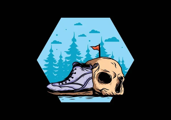 Outdoor Boots Skull Illustration Design — Wektor stockowy