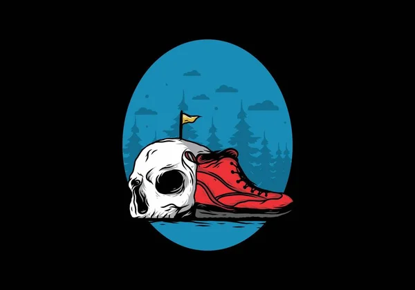 Outdoor Boots Skull Illustration Design — Wektor stockowy