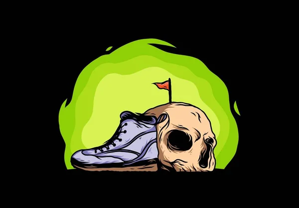 Outdoor Boots Skull Illustration Design — Wektor stockowy