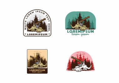 Bufalo kafatası çizimine saplanmış bir balta.