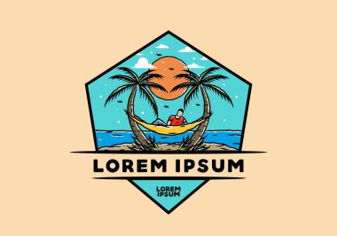 Hamakta rahatla, plaj çiziminde.