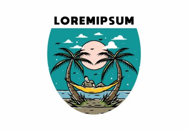 Hamakta rahatla, plaj çiziminde.