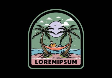 Hamakta rahatla, plaj çiziminde.