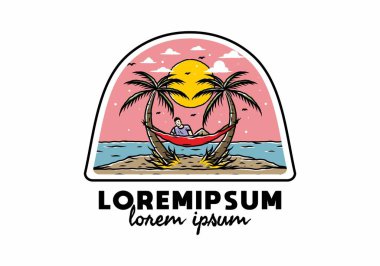 Hamakta rahatla, plaj çiziminde.