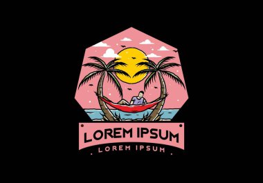 Hamakta rahatla, plaj çiziminde.