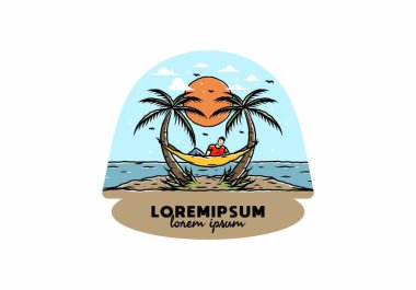 Hamakta rahatla, plaj çiziminde.