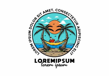 Hamakta rahatla, plaj çiziminde.